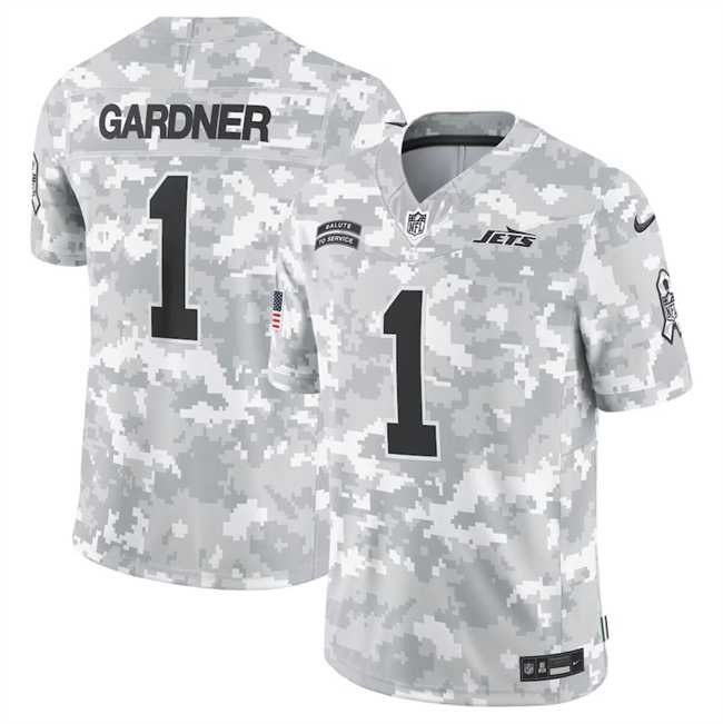 Men%27s New York Jets #1 Sauce Gardner 2024 Arctic Camo Salute To Service Limited Stitched Jersey Dyin->new york giants->NFL Jersey